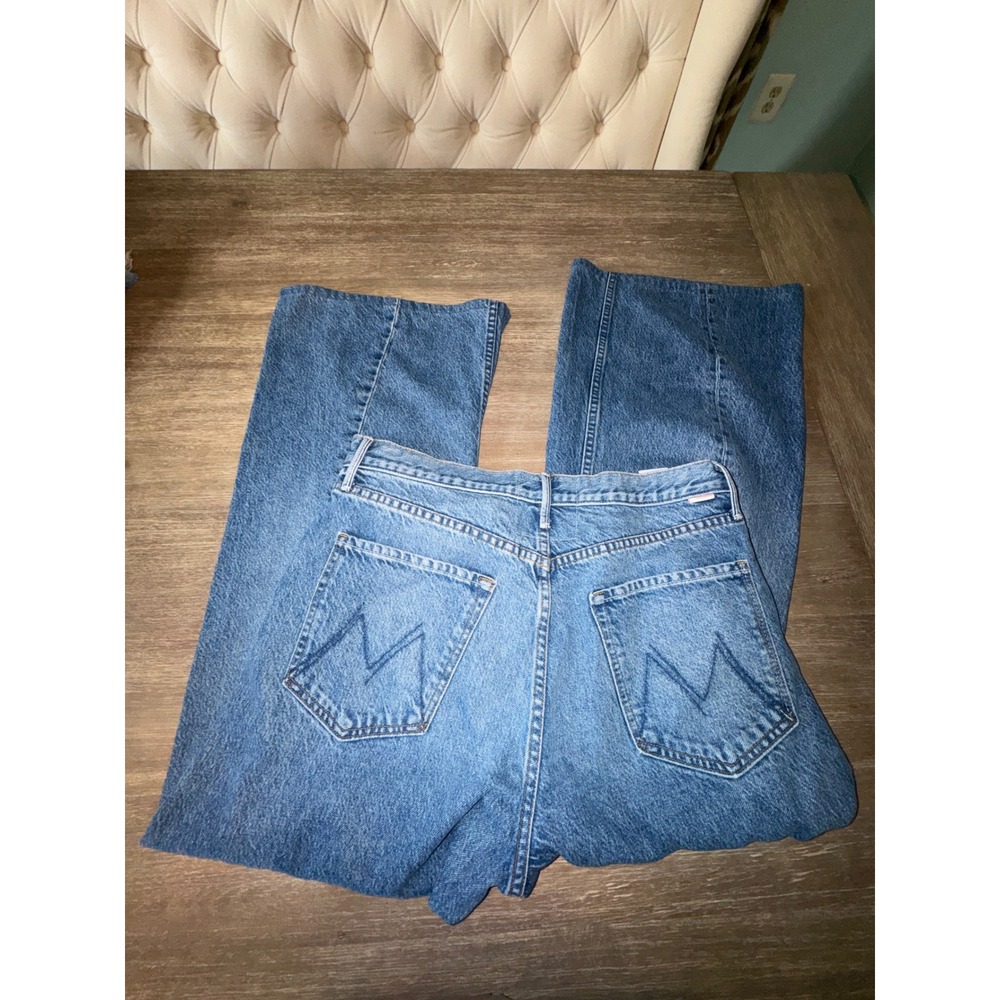 Mother The Lemon Twist Sneak Jeans Rolling In The Dough Blue Wide Leg 32 - Picture 9 of 10